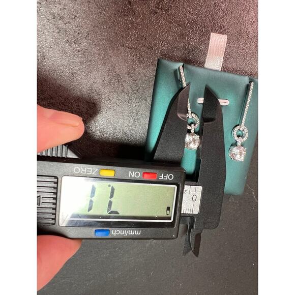 White CZ long earrings in sterling silver - Picture 7 of 15